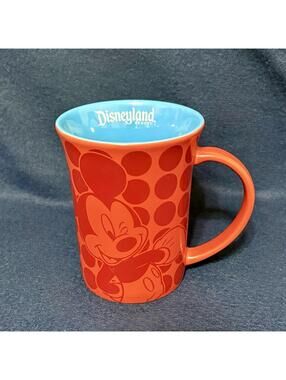 Walt Disney World Mickey Mouse Coffee Mug Ceramic Red Blue Interior Authentic